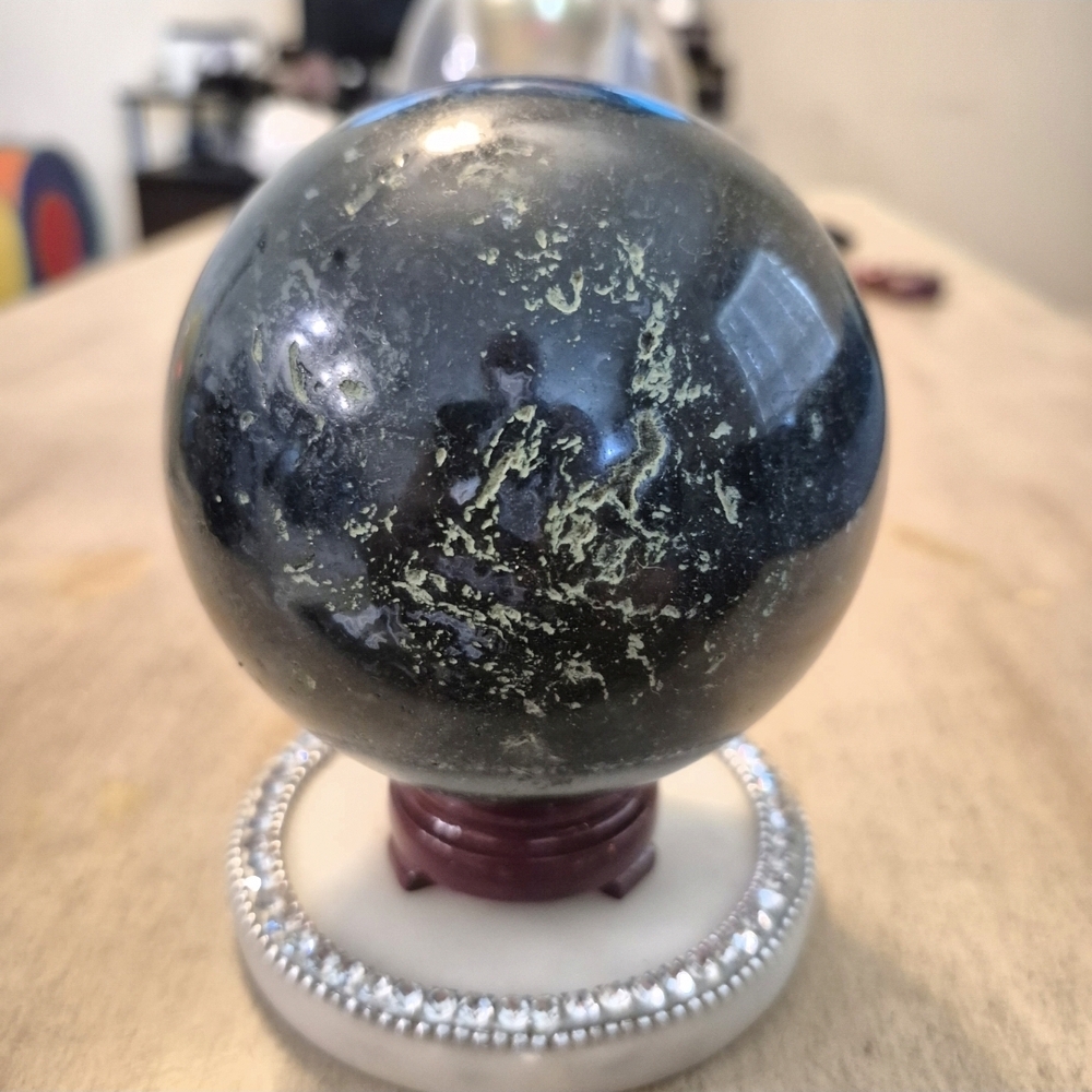Natural Moss Agate Crystal Orb Sphere #3